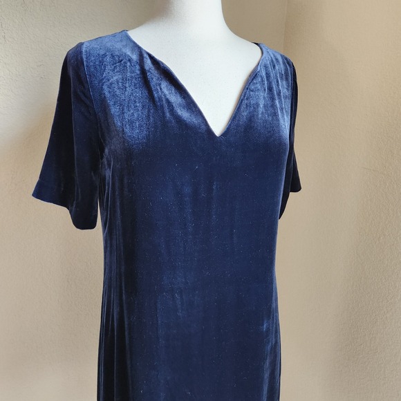 Sundance Velvet Silk Dress Women Small Olivia Short Sleeve Shift Midnight Blue‎ - Picture 6 of 16